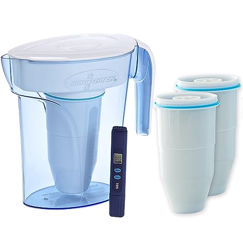 ZeroWater Combo Jarra filtradora de agua de 1,7 litros con 3 Filtros y Medidor de Calidad de Agua incluido, Libre de BPA y certificada para Reducir el Plomo y Otros Metales Pesados