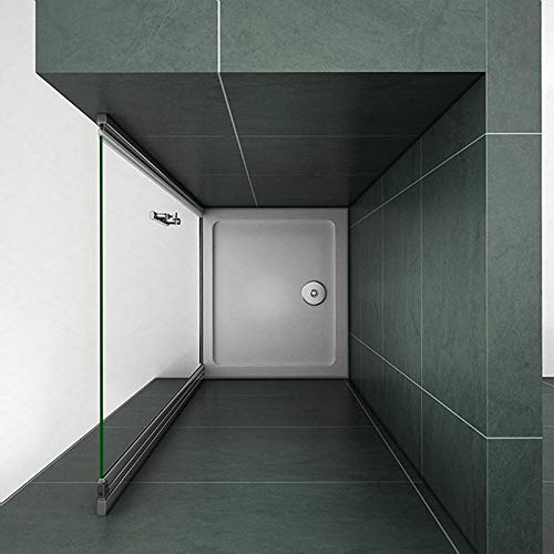 Aica 76x185cm Porta doccia per nicchia porta apertura a battente verso esterno vetro temperato trasparente anticalcare, 6mm Easyclean ESG Sicherheitsglas