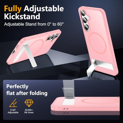 Image of SPIDERCASE Magnetic for Samsung Galaxy S24 Plus Case, [3 Stand Ways][ Military Grade Drop Protection] with Invisible Stand Shockproof Slim Case for Samsung Galaxy S24 Plus 6.7 inch, Pink