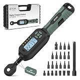 1/4 Torque Wrench Digital(1.1-22.2Ft.Lb) ±1% Accuracy Digital Torque Wrench 1/4 Drive with Buzzer and LED Flash Track Mode Inch Pound Torque Wrench Set with Bits & Sockets for Bike Moto Gunsmithing