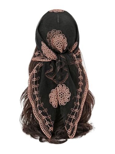 Foulard à fleurs femme broderie dentelle transparente étole chic Floerns