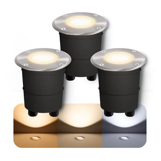 3er Set MARNE LED Bodeneinbaustrahler aussen GU10 - mit LED GU10 3W warmweiß 230V - Bodenspot rund IP67 befahrbar betretbar