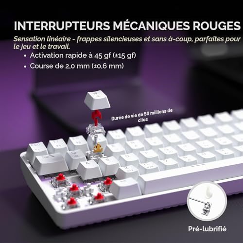 Clavier gaming 65% Dierya DK68 switch rouge pour eliminer la latence