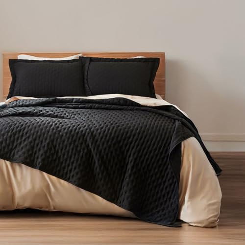 Lista de Colchas Coppel disponible en línea para comprar. 47 Smart Bamboo: Colcha Reversible Modelo Bliss/Ligera, Suave y Resistente/Relleno Elaborado con Materiales 100% Reciclados + Fundas de Almohada (Negro, Individual)