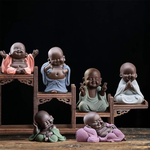 Colección de 6 Figuras de Buda Sonriente Coloridas miniatura 5