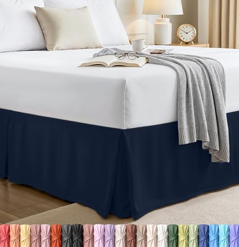 Utopia Bedding Twin Bed Skirt - Soft Quadruple Pleated Ruffle - Easy Fit with 16 Inch Tailored Drop - Hotel Quality, Shrinkage and Fade Resistant (Twin, Navy)