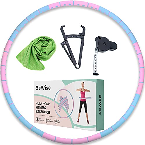 Cerceau Hula Hoop Fitness pour la Pertes de Poids, Houla Hop de 95cm Détachable et Poids Réglable, Cerceau très Stable, équipement de Sport maison, en Bonus Serviette et Moniteur de Graisse Corporelle Cover