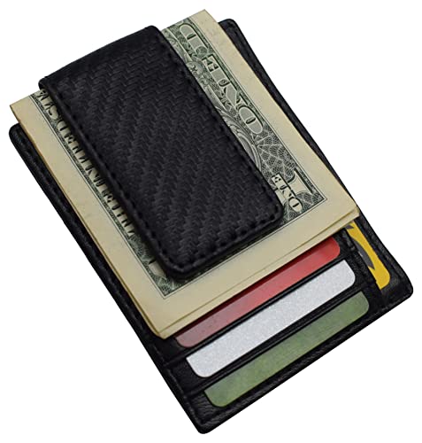 Men's Leather Minimalist Magnetic Card Case with Money Clip Front Pocket Logo Wallet2