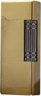 Side Slip Flint Lighter Metal Grinding Wheel Lighter Cigarette Lighter Crisp Steel Sound Windproof Lighter (Color : Gold 1)