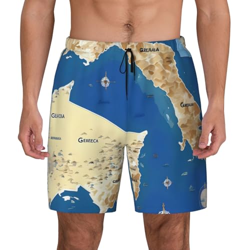 Short de bain respirant homme imprimé carte de la Grèce maillot léger