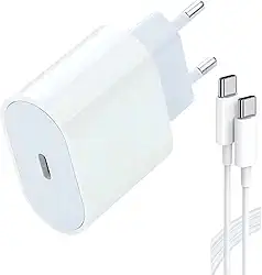 Carregador Tipo C Turbo Power 25W com Cabo USB-C de 1 Metro e Fonte Compatível com Novo Iphone 15 16 Pro Max Plus Carregamento Ultra Rápido