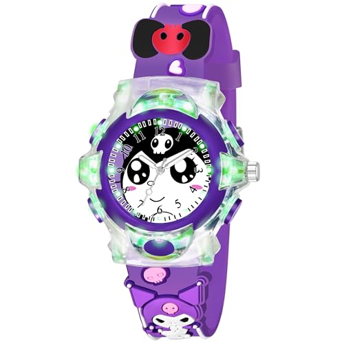 Shocknshop Silicone Analog 3D Pattern Flashing Light Music Kids Unisex Pink Dial Watch For Boys & Girls Perfect For 5-12 Years -Wch337 (Kuromi), Band Color:Pink (B0DFM1PPH1) Amazon Price History, Amazon Price Tracker