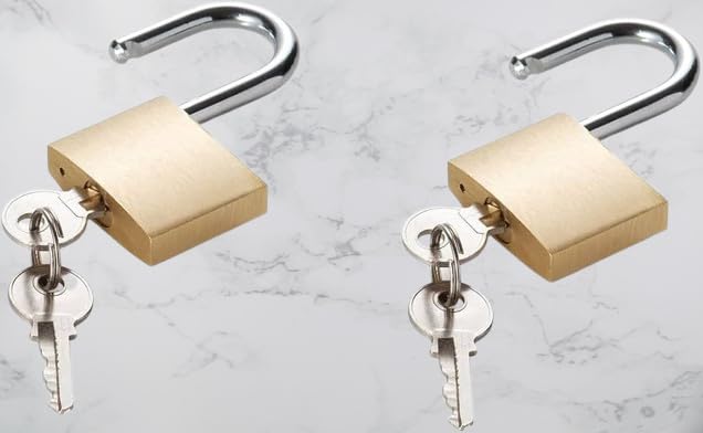 25mm Small Brass Polished Padlock Lock with 2 Keys Each, Baggage Lock, Travelling Locks Padlock, Gold, Pack of 2-image-36