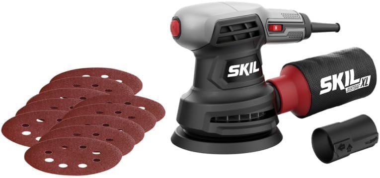 Skil 7422 AA szlifierka mimośrodowa o mocy 300 W i 3 arkuszach szlifierskich (z przełącznikiem gazowym, ergonomiczne zastosowanie jedną ręką, zintegrowany system zbierania kurzu, szlifierka)