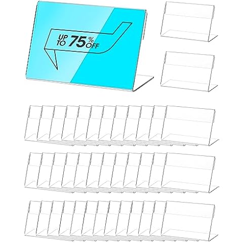QWORK® 40 Pack Mini Acrylic Label Holders Cover