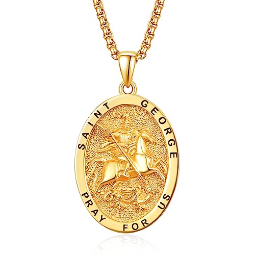 ADMETUS 925 Sterling Silver Patron Saint Medals | Amulet Necklace Protection Jewelry for Men with 2.5mm 22"+2" Rolo Chain