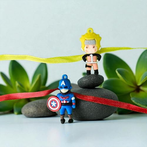 Image of Cartoon & Kitty Character Rakhi Combo for Beloved Ones | Special Character Rakhi| Free Tilak Set | Unique Character | PoPo Toys | Assorted Color (Any 2 Character)