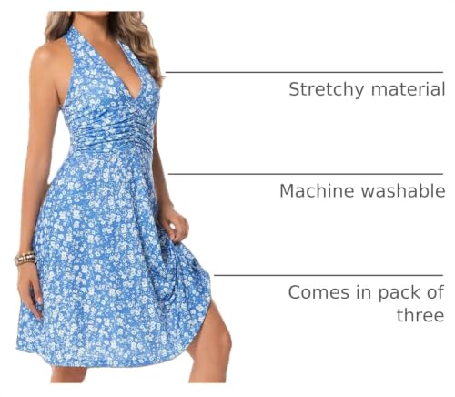 Image of Chongbaijia 3 Pack Summer Dresses for Women 2026 Sexy Sleeveless Halter Neck Ruffle Sundress Spring Beach Vacation Clothes