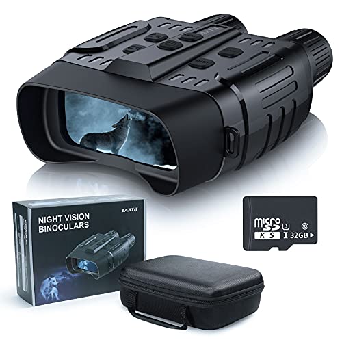 Night Vision Goggles -IR Night Vision Binoculars for Hunting in Complete Darkness, 984ft Infrared Night Vision Binocular Camera for Surveillance, Wildlife Viewing, Military Security with 32G SD Card
