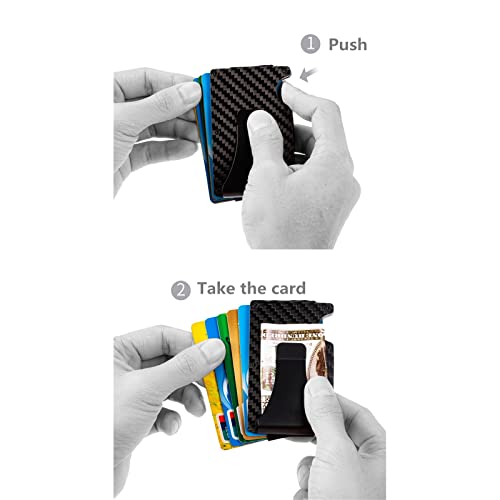 Carbon Fiber Wallet Slim Modern Minimal Metal Money Clip for Men, RFID Blocking Minimalist Bussiness Aluminum Card Cash Holder, Cool Black Unique Small Gift Card Case3