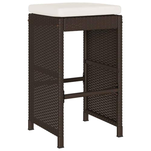 Tabourets de bar jardin résistants aux intempéries en polyrotin marron lot de 2