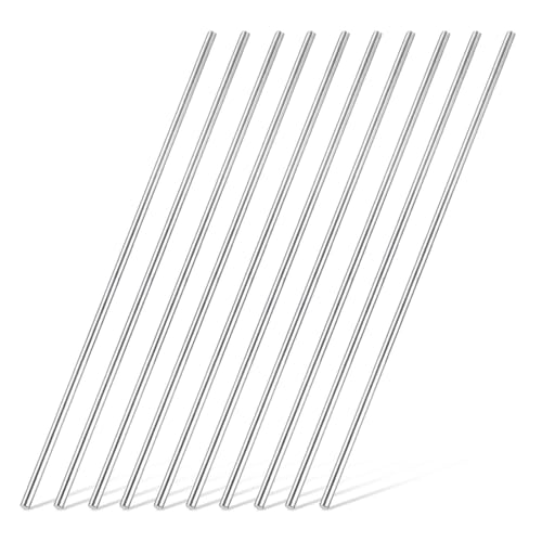 MECCANIXITY 316 Stainless Steel Rod 1/8"(3mm) 5.91"(150mm) Length, Solid Steel Round Bar Metal Shaft Rods Lathe Bar Stock for Industrial DIY Project and Metal Working, Pack of 10