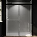 Gxcevsou 56-60" W x 70" H Semi-Frameless Sliding Shower Door, Glass Shower Door with 1/4'' (6mm) Clear SGCC Tempered Glass, Matte Black Finish, Shower Doors can be Installed Left and Right