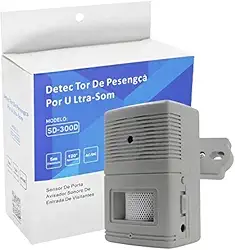 Detector De Movimento Presença Campainha Anunciador Sem Fio Com Suporte Para Fixar Na Parede Ultra Som Sonoro Alarme Ajuste De 120°