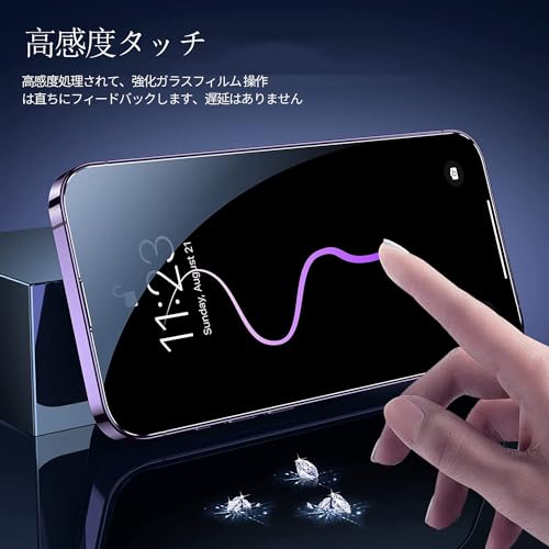 【2枚入り】 iPhone 15 / iPhone 16 強化ガラスフィルム 6.1インチ 全面保護 高透過率 液晶保護フィルム 気泡防止 指紋付着防止 ガイド枠付き 貼り付けは簡単（ アイフォン15 / アイフォン16 用）