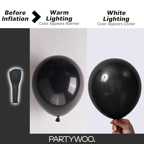 Image of PartyWoo Black Balloons, 100 Pcs, Black, Different Sizes Pack, Perfect for Birthday, Wedding, Baby Shower Decorations