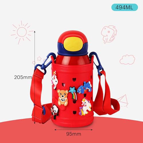 Image of Cello Joytron Kids Flask | Stainless Steel Keeps Drinks Cool or hot for an Extra Long time | Double Walled Vacuum Insulated Technology | Leak Proof lid | 550ml, Red