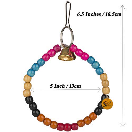 Sage Square Jumbo Playful Natural Wood Bead Swing Flexible Toy for Cockatiel, Lovebird, Budgerigar, Sun Conure, Finch, African Grey, Canary, Cockatoo, Macaw, Budgies Birds 3