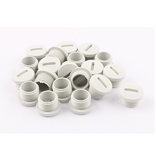 sourcing map 20 Pcs Grau Nylon Verteilerkasten - Blindkappe Ende Gewinde M16 x 8 mm de