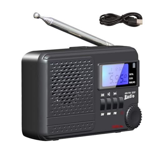 Radio portátil AM FM SW con MP3 y reloj digital