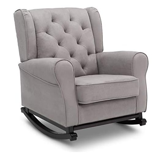 Delta Children Emma Upholstered Rocking Chair,Wood, Dove Grey