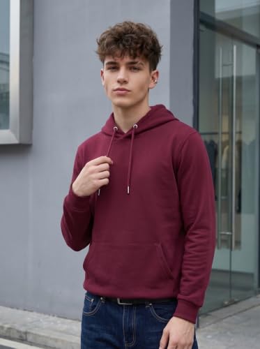Image of HOODMASTER Unisex Fleece Hoodie Sweatshirt with Pockets Full Sleeves Regular Fit Solid Pattern Hooded Neck and Standard Length | Hoodies for Men & Women
