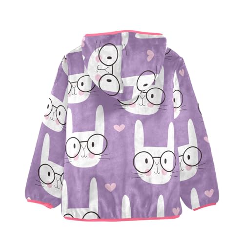 OTVEE Cute Rabbit with Glasses Kids Hoodie Jacket Fall Spring Full Zip Warm Outwear Coat2
