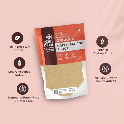Image of Pure & Sure Green /Raw Banana Flour (Atta) 500G | 100% Naturally Processed Kela ka Atta | Vegan & Gluten Free | Maintains Cholesterol & Blood Sugar | Baking Flour