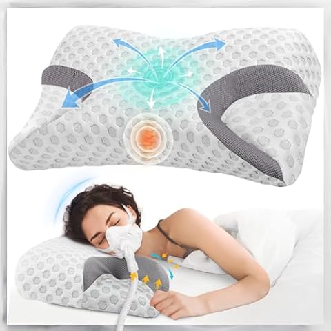 IKSTAR 3.0 Memory Foam Pillow for CPAP Side Sleeper - CPAP Pillow for All CPAP Masks User, Nasal Pillows for Side Back Sleepers - Reduce Air Leaks & Mask Pressure Cover