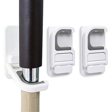 Tinkeep Mop Holder Wall Mounted Broom Holder Broom & Mop Grippers Self Adhesive No Drilling Super Anti-Slip Broom and Dustpan Hanger Wall Mount Mops Rakes Holder 3 pcs Cover