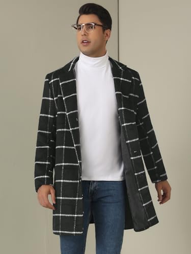 Image of Lars Amadeus Plaid Coat for Men's Color Block Single Breasted Winter Checked Overcoat
