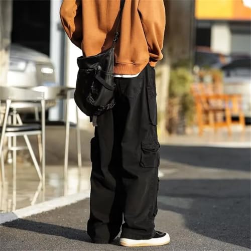 Men's Multi-Pockets Cargo Pants Vintage Hiphop Overalls Baggy Casual High Street Mopping Trousers 6