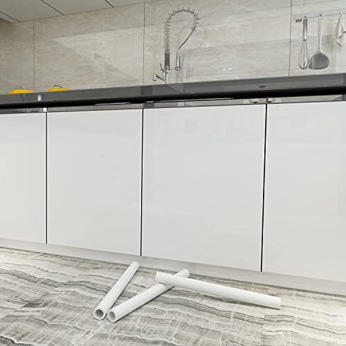 Image of SUNBIRD Glossy White Wallpaper 24 X 120 Inch Peel and Stick Wallpaper Self Adhesive Removable Wallpaper Contact Paper for Cabinet Countertop Furniture Kitchen Vinyl Film Waterproof Paper
