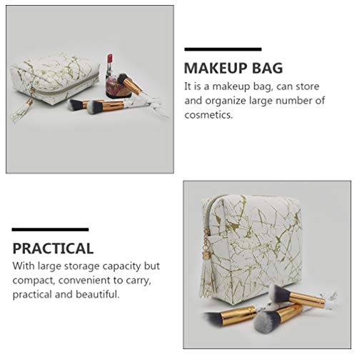 Amosfun Bolsa de maquiagem para cosméticos, bolsa de maquiagem com design de mármore, bolsa de maqui