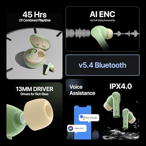 Image of Mivi DuoPods Maxx TWS [New Launch], 13mm Bass Drivers, 50 Hrs Playtime, HD Call Clarity with AI-ENC, Gaming Mode, BT v5.3, Swift Type-C Charging, Made in India Earbuds