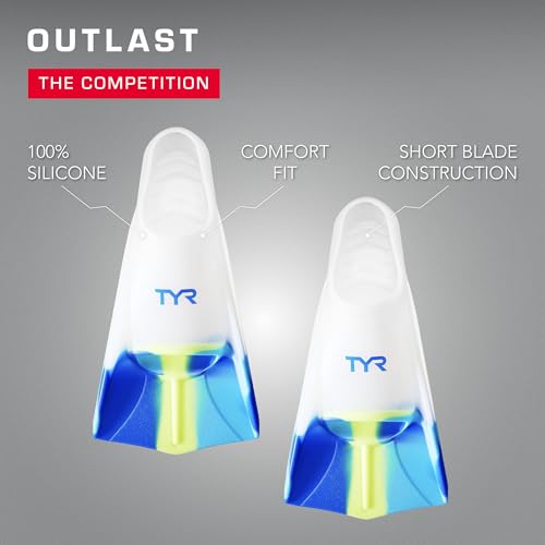Image of TYR Stryker Silicone Fins - Short Blade Swimming Training Scuba Flippers | 100% Silicone Construction | Short Blade Propulsion | Flutter Kick Cadence Promotion | State-of-the-Art Comfort Fit