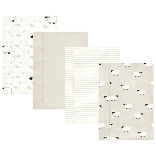Image of Hudson Baby Unisex Baby Cotton Flannel Burp Cloths, Taupe Sheep, One Size