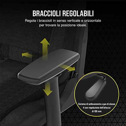 TC100 Relaxed-Rivestimento in Tessuto Gaming Chair, Nero - Sedia gaming - Immagine 6