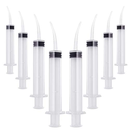 Buytra 8 Pack Disposable Dental Irrigation Syringe Oral Irrigator Syringe with Curved Tip 12cc