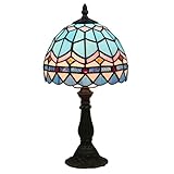 FABAKIRA Lámpara de Mesa 8 Pulgadas Estilo de Tiffany Europea Vintage Pastoral Pluma Stained Vidrio Teñido con Pluma Retro Lámpara de Mesita Dormitorio